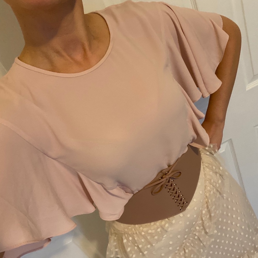 Bcbgmaxazria Ruffle Split Front Top - Picture 9 of 11